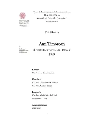 Contesto timorese dal 1975 al 1999: Antropologia di un popolo