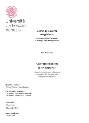 Avevamo in mente interi universi: un'analisi socio-culturale ed etnografica del gioco di ruolo analogico contemporaneo