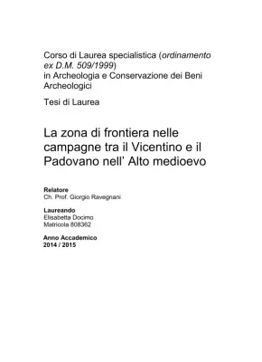 La Zona di Frontiera tra Vicentino e Padovano nell'Alto Medioevo