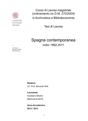 Indici della Rivista Spagna Contemporanea (1992-2011)