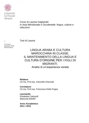 Lingua araba e cultura marocchina in classe: il mantenimento della lingua e cultura d'origine per i figli di migranti