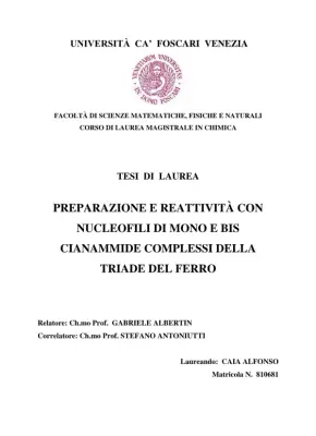 Complexes di Cianammide: Sintesi e Reattività