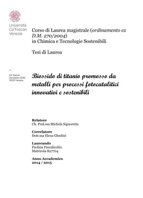Fotocatalisi TiO2: Tesi Laurea
