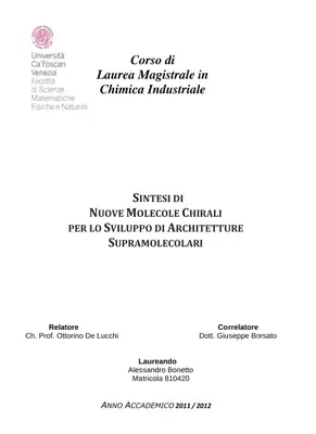 Polimeri Supramolecolari: Sintesi e Applicazioni