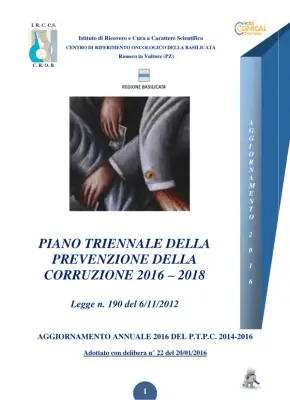 Piano Triennale della Prevenzione della Corruzione dell'IRCCS CROB 2016-2018