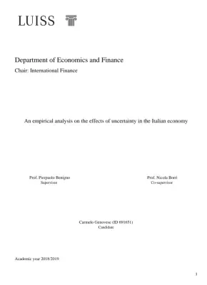 The Effects of Uncertainty on the Italian Economy: An Empirical and Theoretical Analysis