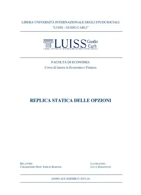 Replica Statica delle Opzioni: Tecniche di Hedging e Modelli di Valutazione