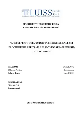 L'Intervento dell'Autorità Giurisdizionale nei Procedimenti Arbitrali e il Ricorso Straordinario in Cassazione