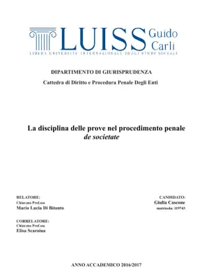 La Disciplina delle Prove nel Procedimento Penale de Societate