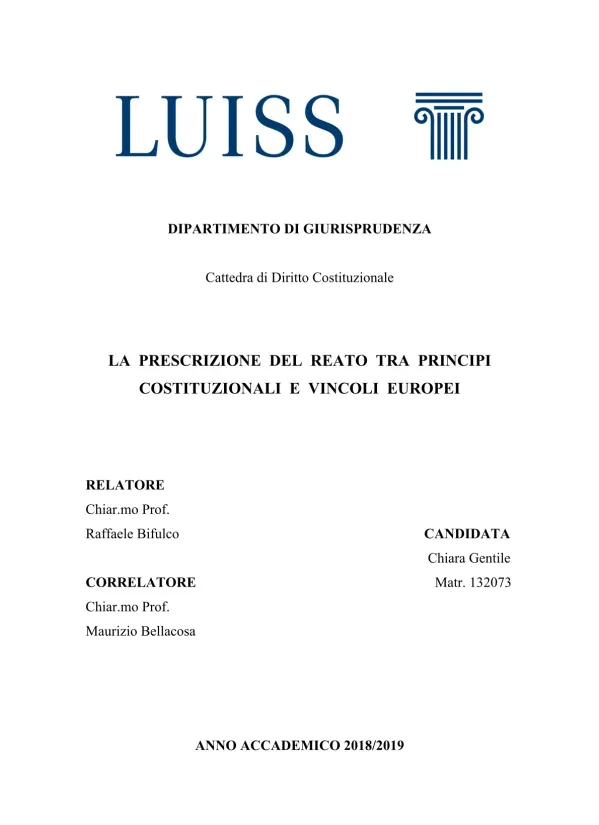 La prescrizione del reato tra principi costituzionali e vincoli europei