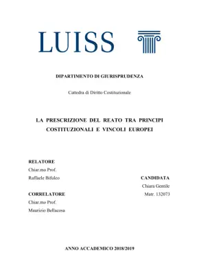 Prescrizione del reato: principi costituzionali ed europei