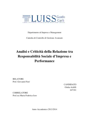 Analisi e Criticità della Relazione tra Responsabilità Sociale d'Impresa e Performance