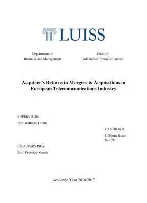 Acquirer's Returns in Mergers & Acquisitions in the European Telecommunications Industry