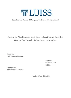 Enterprise Risk Management, Internal Audit, and Control Functions in Italian Listed Companies