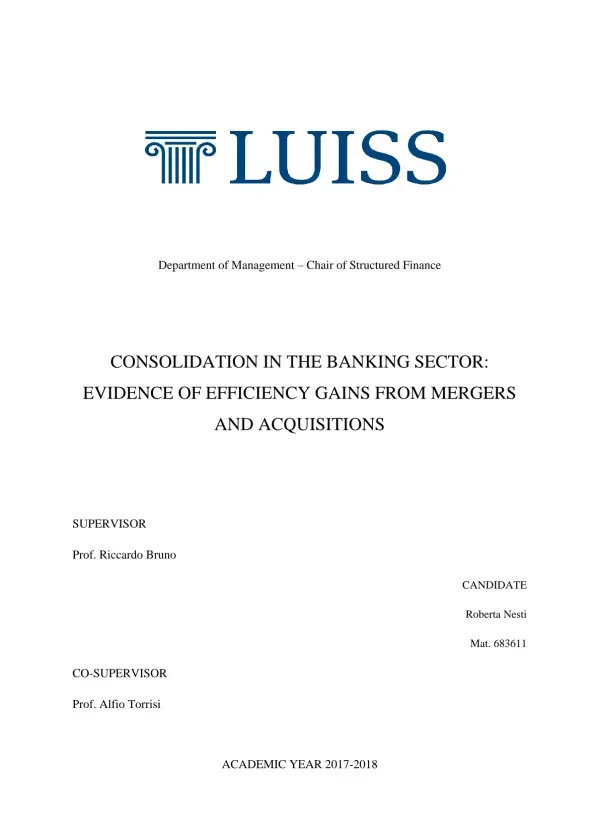 Consolidation in the Banking Sector: Evidence of Efficiency Gains from Mergers and Acquisitions