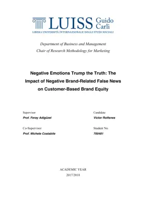 The Impact of Negative Brand-Related False News on Customer-Based Brand Equity