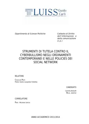 Strumenti di tutela contro il cyberbullismo negli ordinamenti contemporanei e nelle policies dei social network