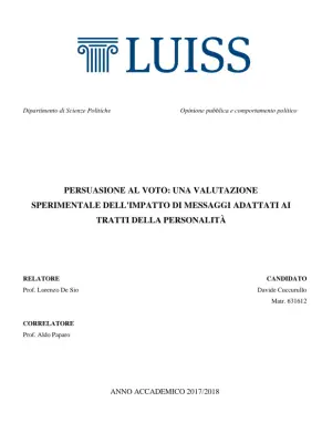 Persuasione al voto: un'analisi sperimentale dell'impatto di messaggi adattati ai tratti della personalità