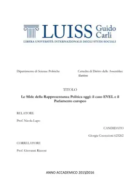 Le Sfide della Rappresentanza Politica oggi: il caso EVEL e il Parlamento europeo