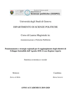 Posizionamento e strategie regionali per il raggiungimento degli obiettivi di Sviluppo Sostenibile dell’Agenda 2030: il caso Regione Liguria