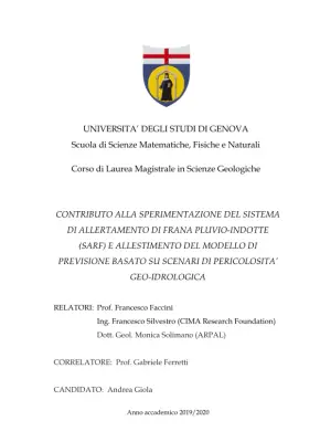 Contribution to the Experimentation of the Pluvial Landslide Alert System and Setup of the Forecast Model Based on Geo-Hydrological Hazard Scenarios