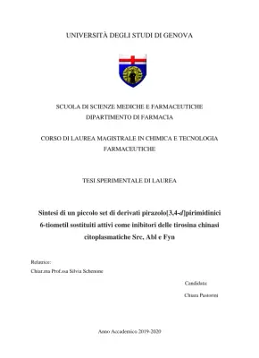 Sintesi di derivati pirazolo[3,4-d]pirimidinici 6-tiometil sostituiti attivi come inibitori delle tirosina chinasi citoplasmatiche Src, Abl e Fyn