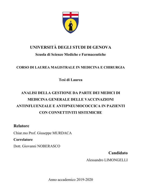 Analisi della gestione da parte dei medici di medicina generale delle vaccinazioni antinfluenzale e antipneumococcica in pazienti con connettiviti sistemiche