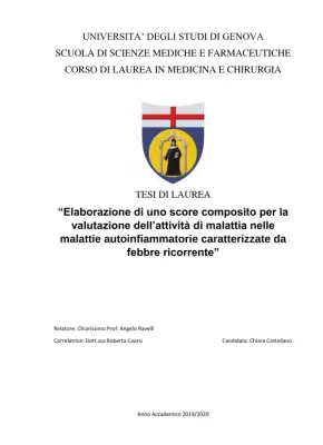 Elaborazione di uno score composito per la valutazione dell'attività di malattia nelle malattie autoinfiammatorie caratterizzate da febbre ricorrente