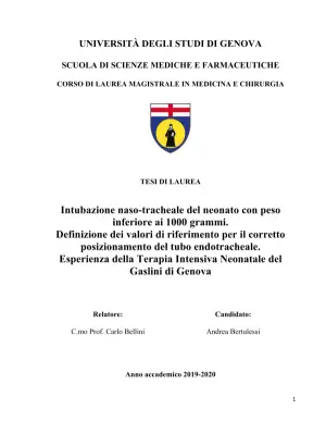 Intubazione naso-tracheale del neonato con peso inferiore ai 1000 grammi: definizione dei valori di riferimento per il corretto posizionamento del tubo endotracheale