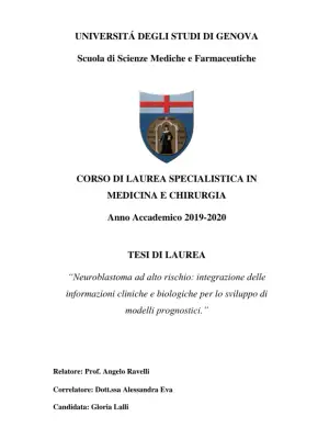 Neuroblastoma ad alto rischio: integrazione delle informazioni cliniche e biologiche per lo sviluppo di modelli prognostici