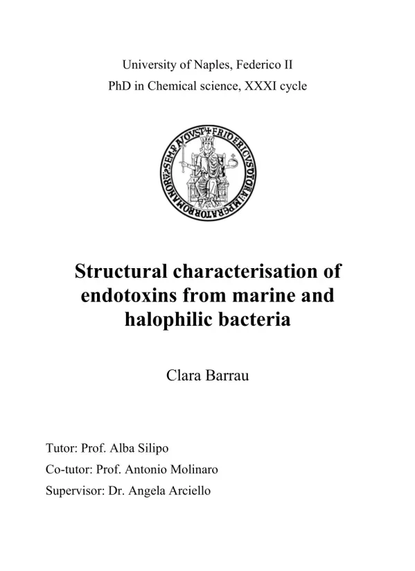 Structural Characterization of Endotoxins from Marine and Halophilic Bacteria