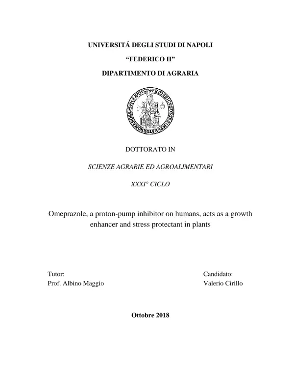 The Effects of Omeprazole on Plant Growth and Stress Tolerance