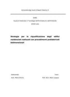 Strategie per la riqualificazione degli edifici residenziali realizzati con procedimenti prefabbricati bidimensionali