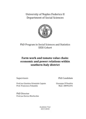 Farm Work and Tomato Value Chain: Economic and Power Relations within Southern Italy District