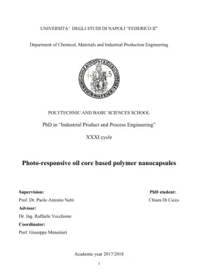 Photo-responsive Oil Core Based Polymer Nanocapsules for Industrial Product and Process Engineering