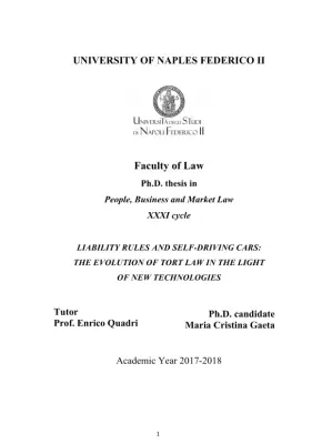 Liability Rules and Self-Driving Cars: The Evolution of Tort Law in the Light of New Technologies