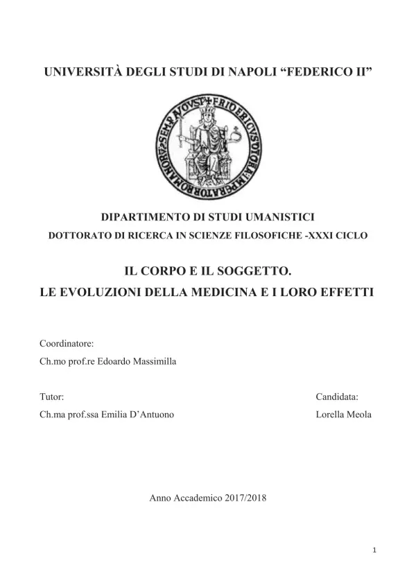 Il Corpo e il Soggetto: Le Evoluzioni della Medicina e i Loro Effetti